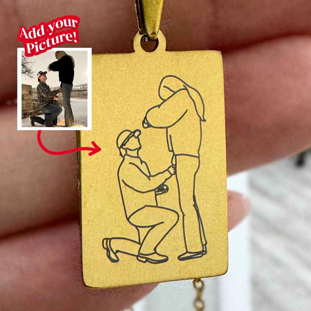HenryCustoms Custom Line Art Photo Engraved Necklace