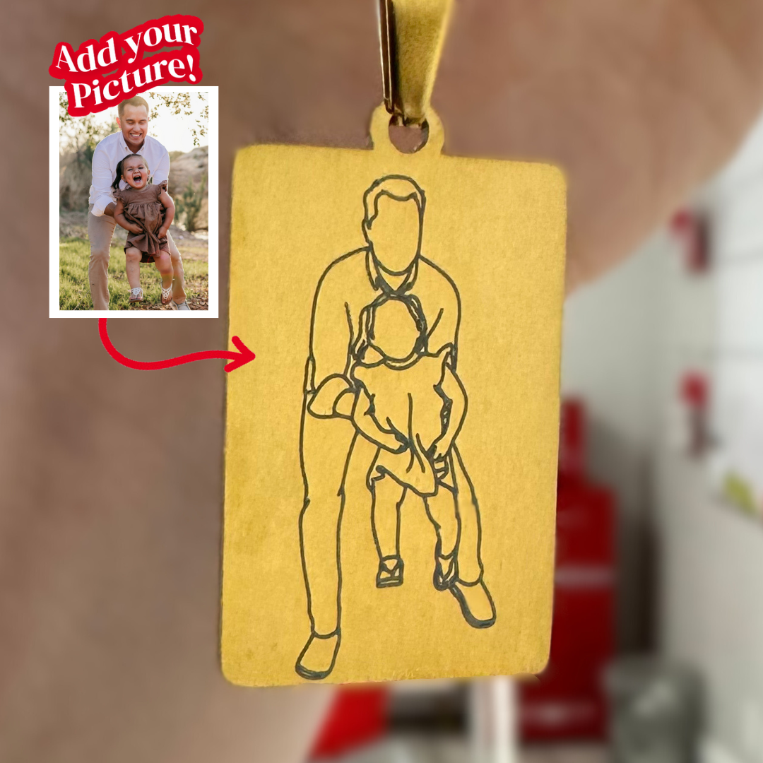 HenryCustoms Custom Line Art Photo Engraved Necklace