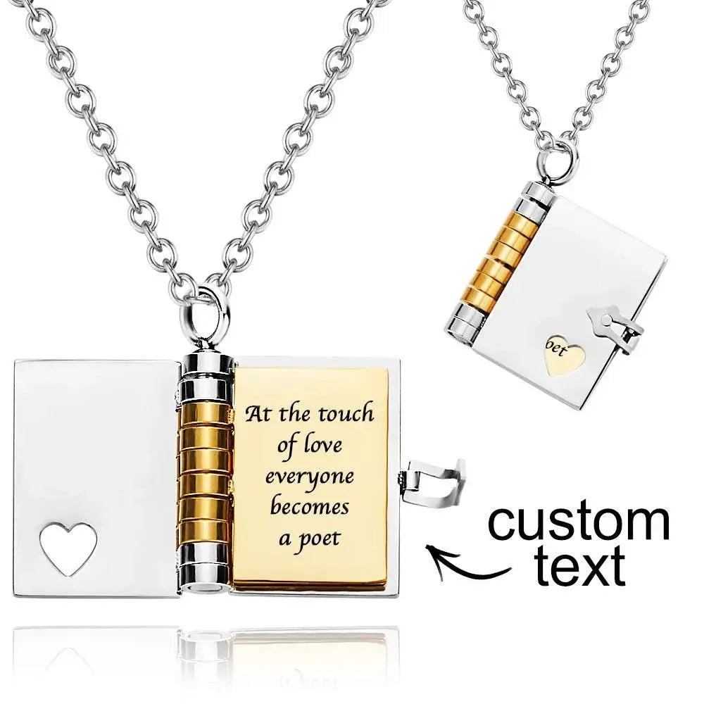 HenryCustoms Personalized Book Locket Necklace Pendant