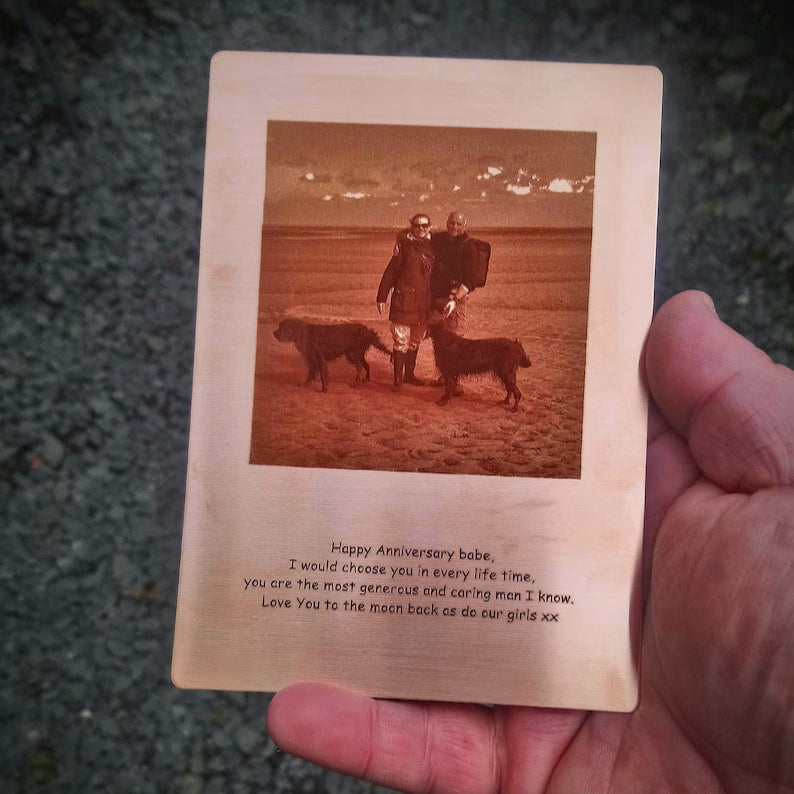 HenryCustoms Laser engraved photo Copper Card-⚡Buy 1 get one wallet free