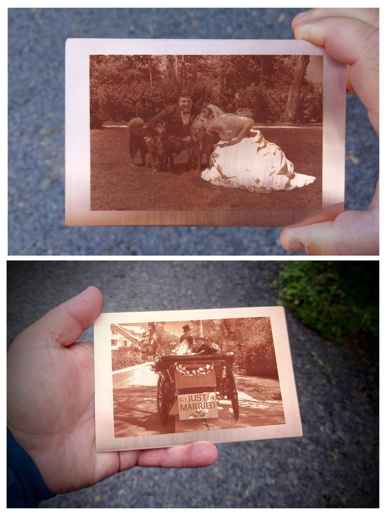 HenryCustoms Laser engraved photo Copper Card-⚡Buy 1 get one wallet free