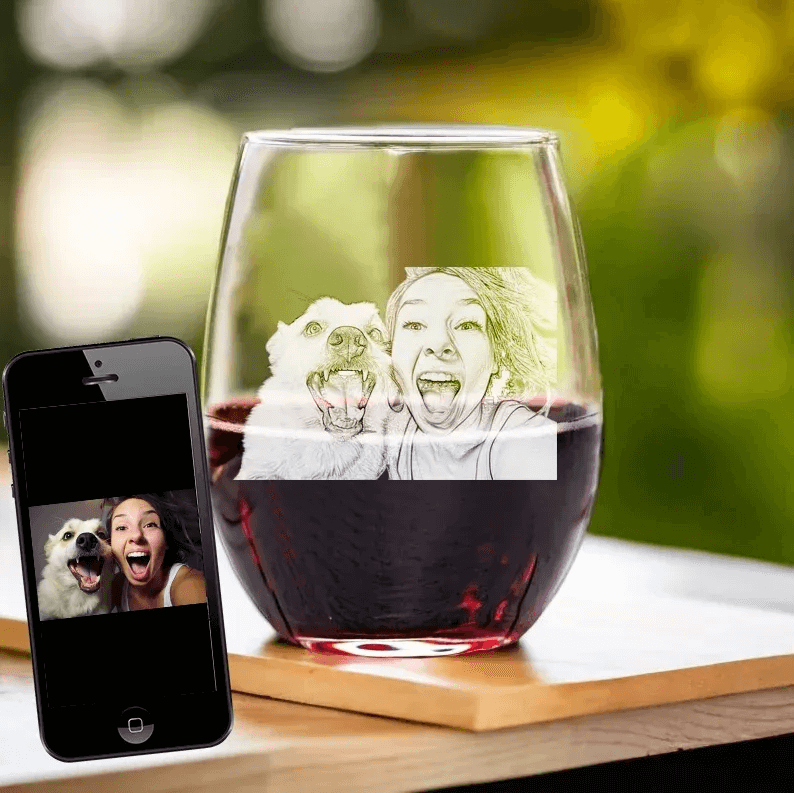 HenryCustoms Father's day Etched Picture Rocks glass