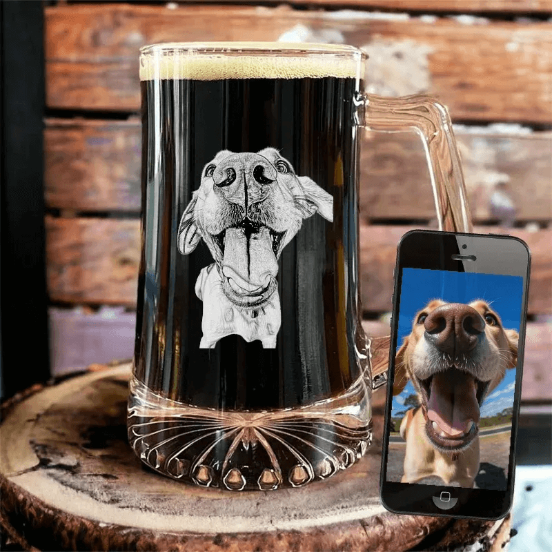 HenryCustoms Father's day Etched Picture Rocks glass