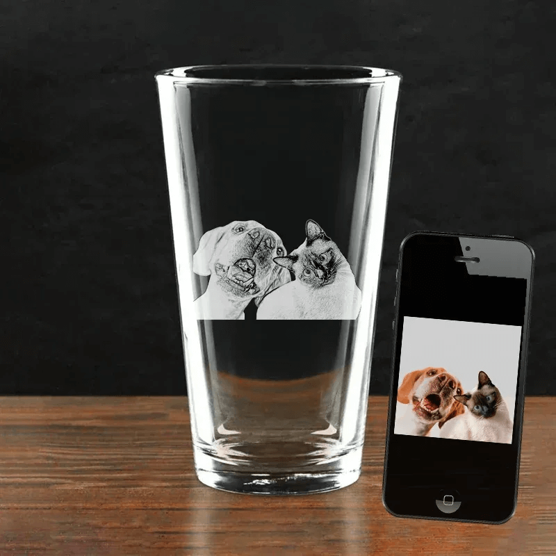 HenryCustoms Father's day Etched Picture Rocks glass
