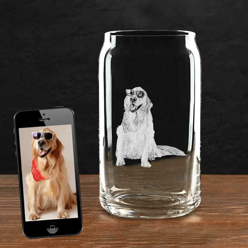 HenryCustoms Father's day Etched Picture Rocks glass