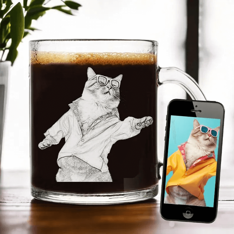 HenryCustoms Father's day Etched Picture Rocks glass