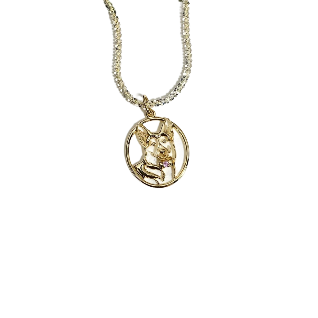 Custom dog head necklace pendant laser-engraved pet silhouette for memory