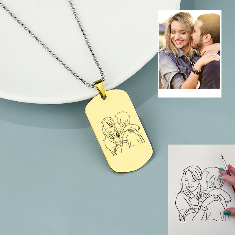 HenryCustoms Custom Line Art Photo Engraved Necklace