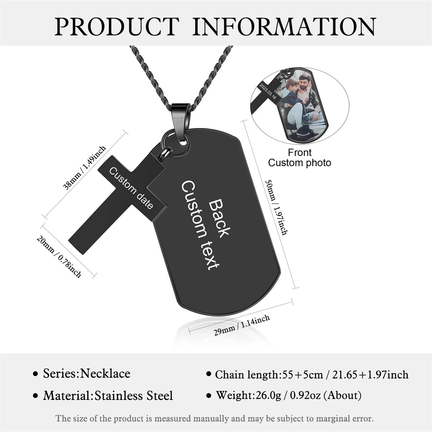 IreneAdorn™ Custom Photo Necklace with Cross Pendant