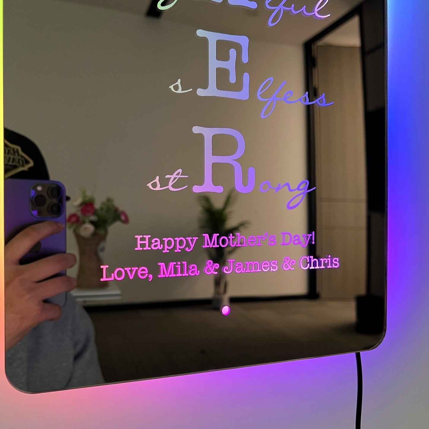 HenryCustoms Custom Mother/Grandma Mirror: Personalized Engraved Gift for Mother's Day/Birthday