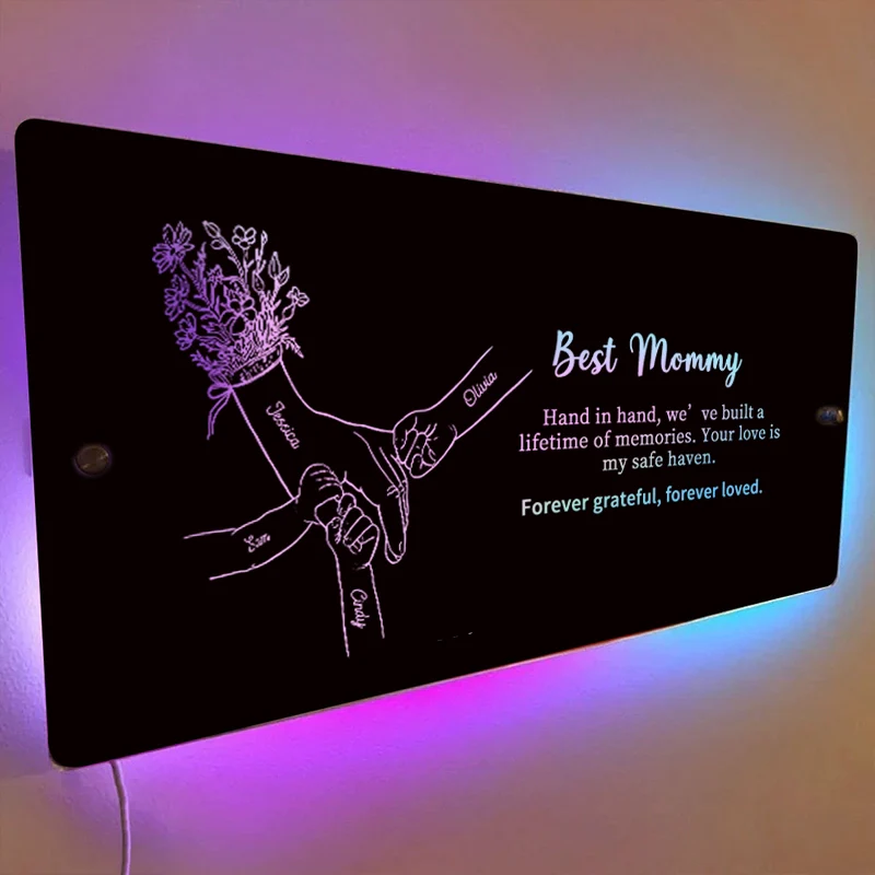 HenryCustoms Mom and Child Personalized Mirror Light๐
