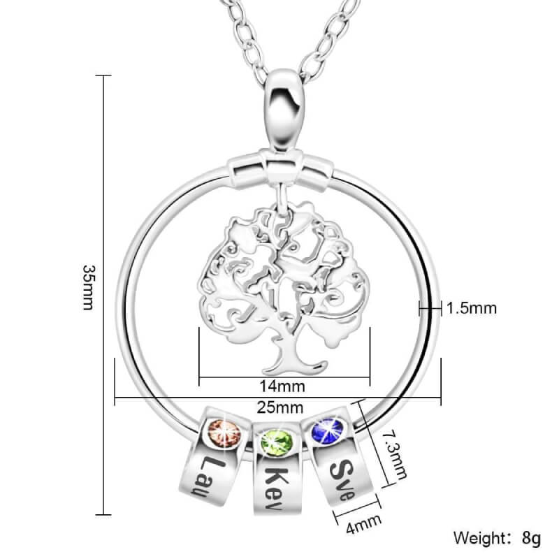 HenryCustoms Personalized Family Tree Necklace With Children's Names