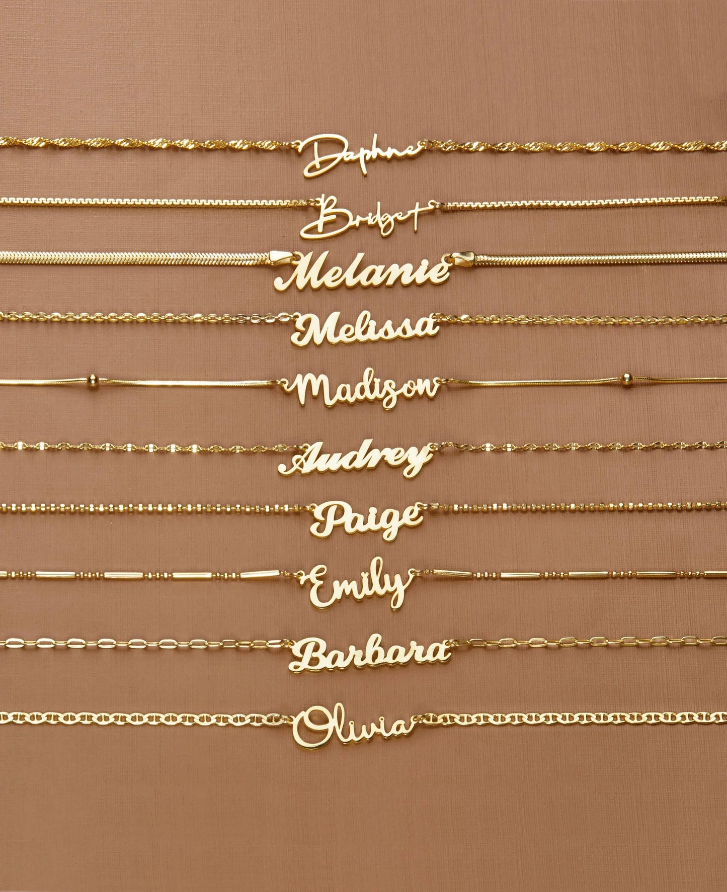 Personalized gold name necklace pendant laser-engraved initial for customization