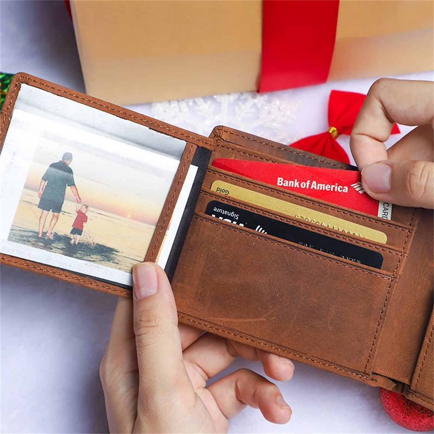 HenryCustoms To My Son Engraved Trifold Leather Wallet