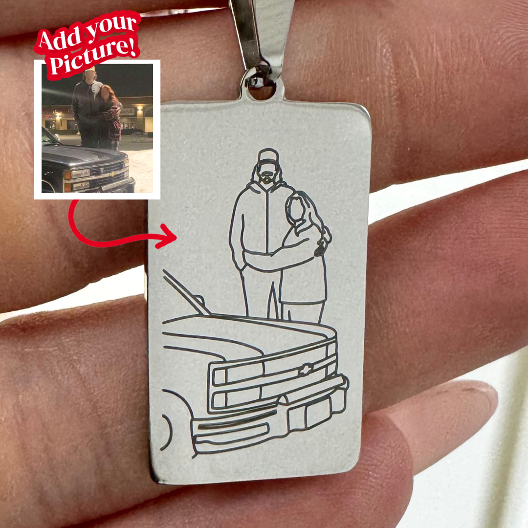 HenryCustoms Custom Line Art Photo Engraved Necklace