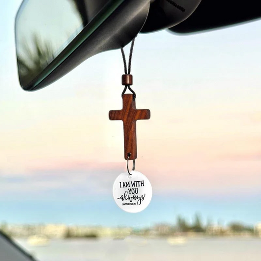 HenryCustoms Car Rearview Mirror Cross Pendant