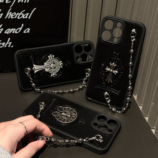 HenryCustoms™ Leather Black Stereo Metal Wristband Phone Case