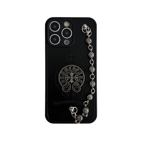 HenryCustoms™ Leather Black Stereo Metal Wristband Phone Case