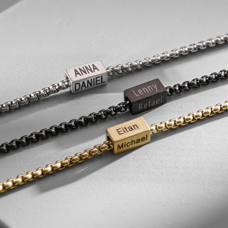 HenryCustoms Custom Dad Bracelet With Kids Name