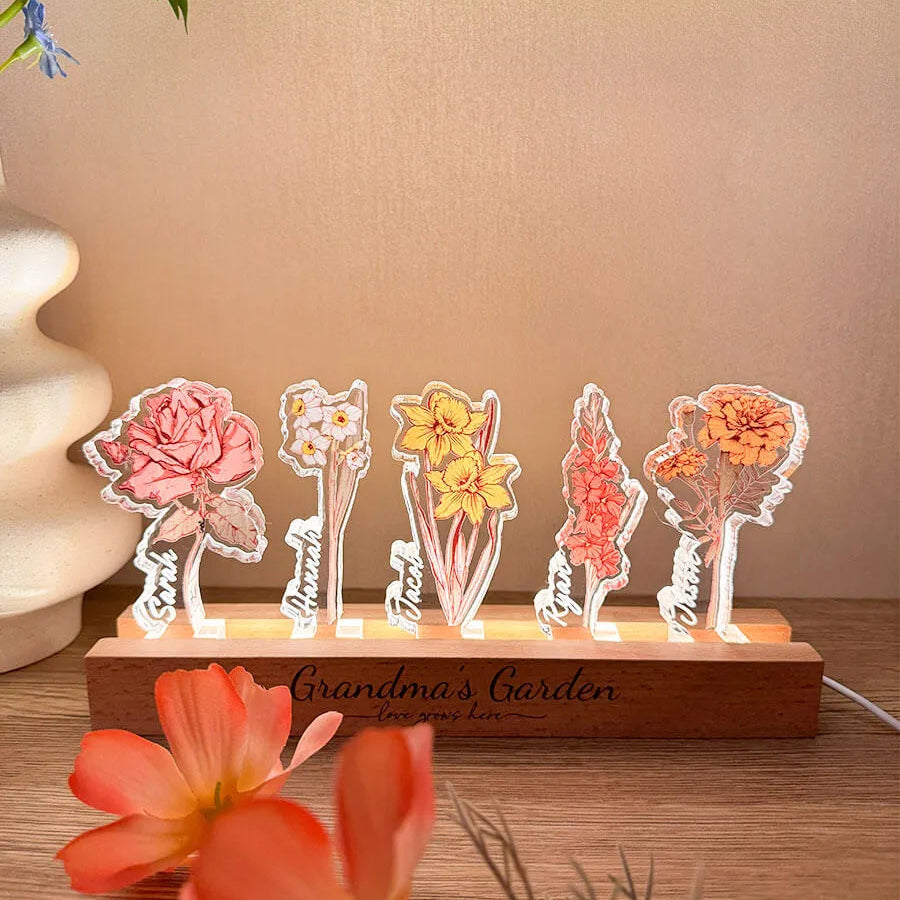 HenryCustoms Customized Birth Flower LED Light