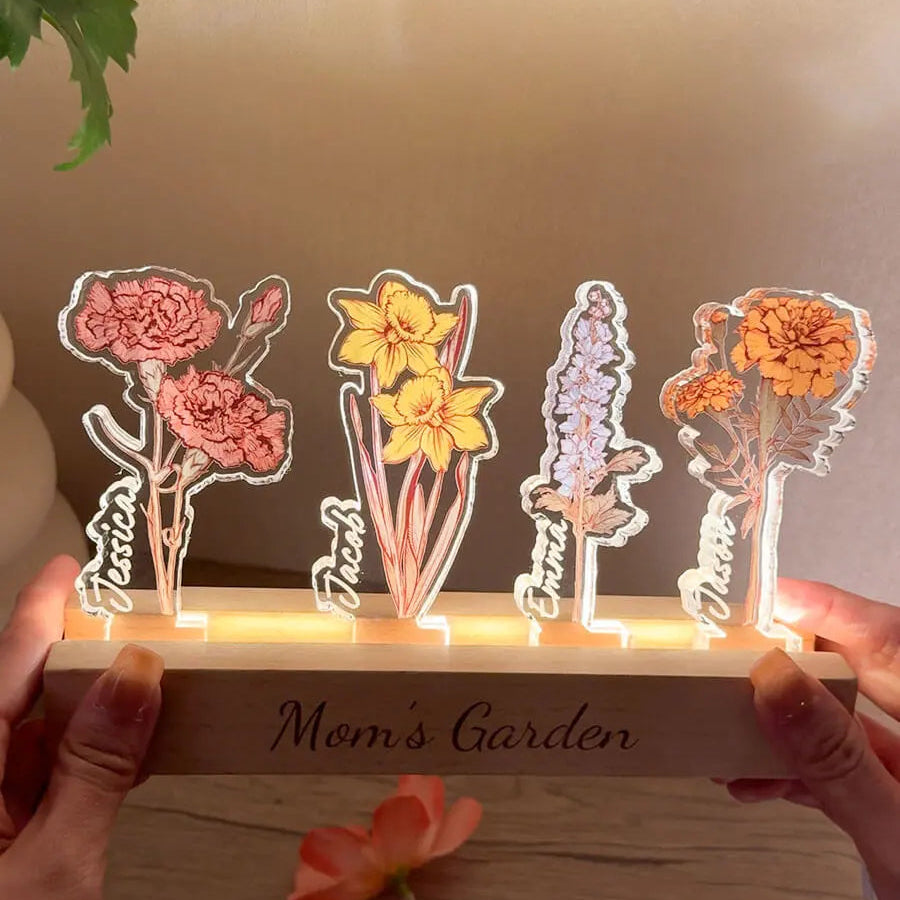 HenryCustoms Customized Birth Flower LED Light