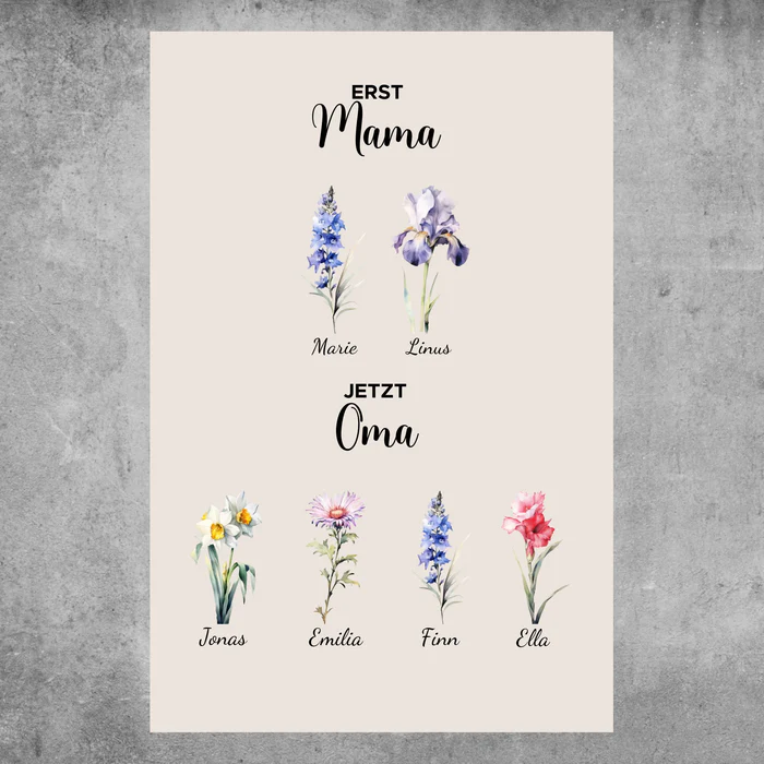 HenryCustoms Personalised poster - First Mum, Now Grandma