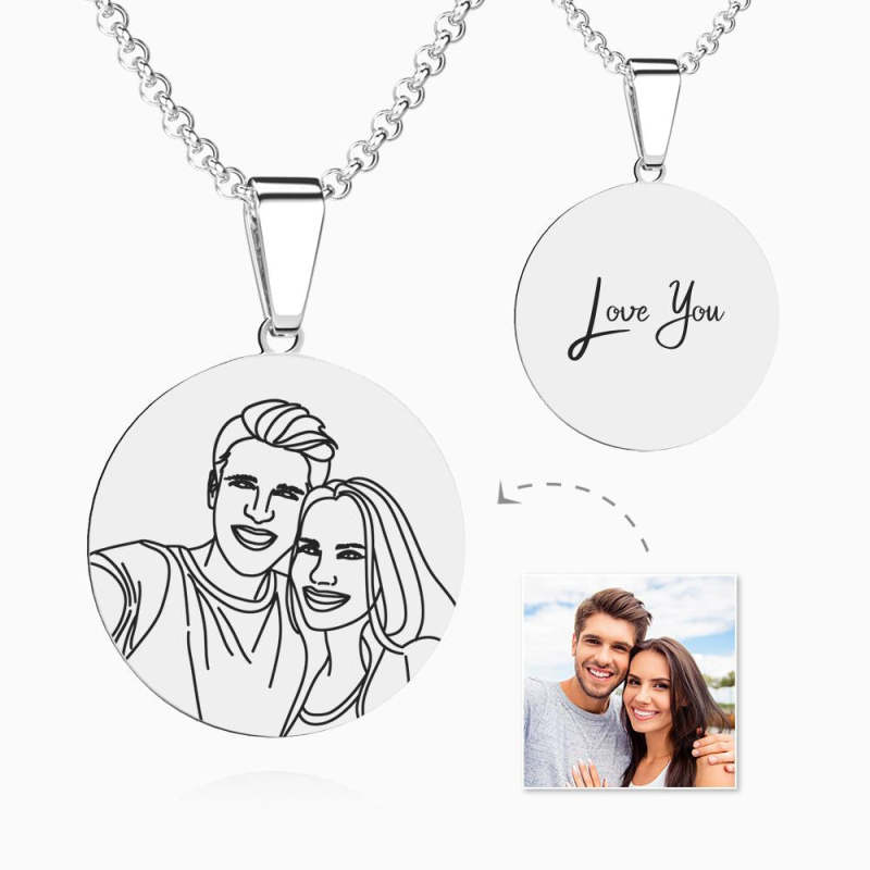 HenryCustoms Custom Line Art Photo Engraved Necklace
