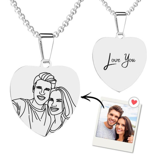 HenryCustoms Custom Line Art Photo Engraved Necklace