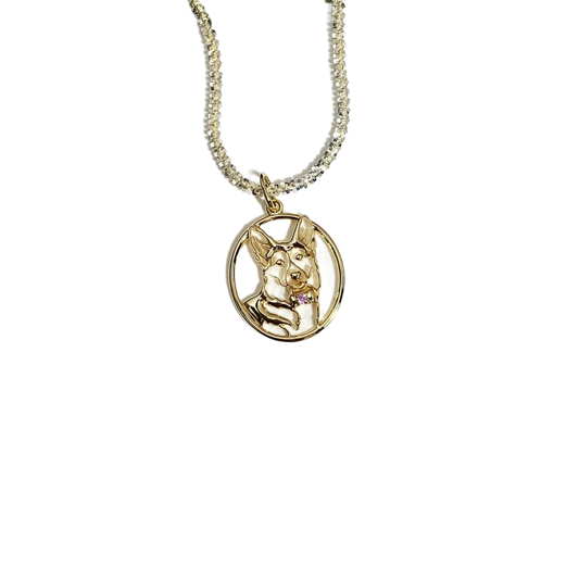 Custom dog head necklace pendant laser-engraved pet silhouette for memory