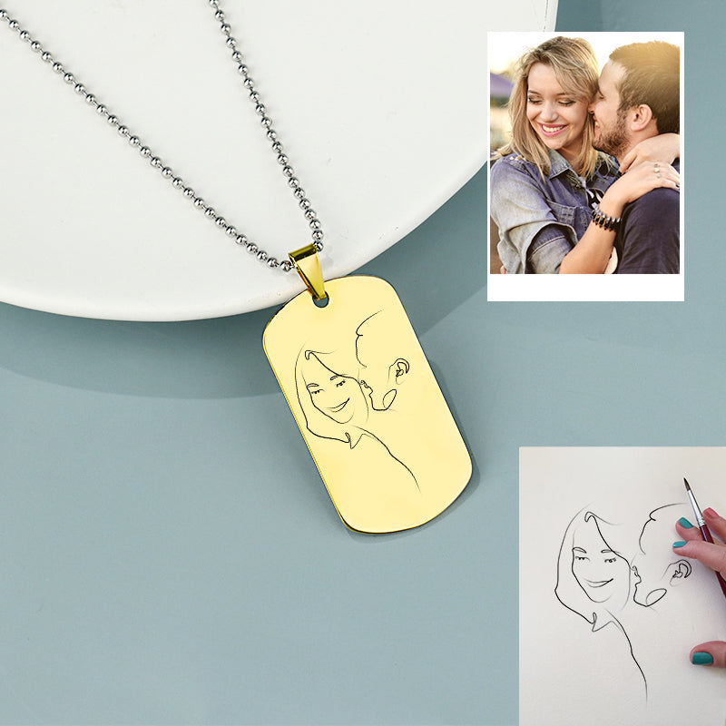 HenryCustoms Custom Line Art Photo Engraved Necklace