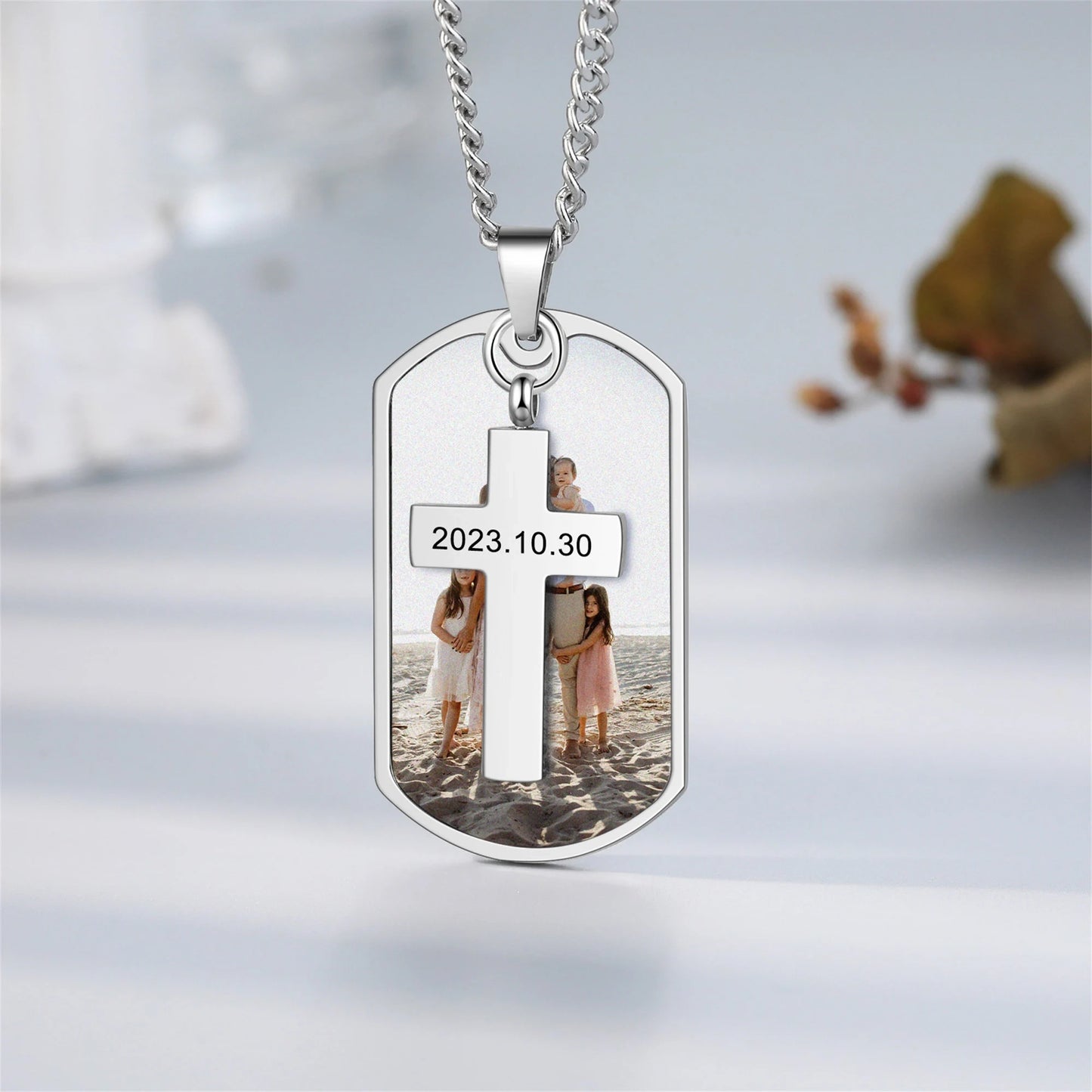 IreneAdorn™ Custom Photo Necklace with Cross Pendant