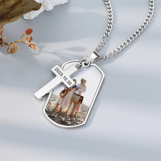 IreneAdorn™ Custom Photo Necklace with Cross Pendant