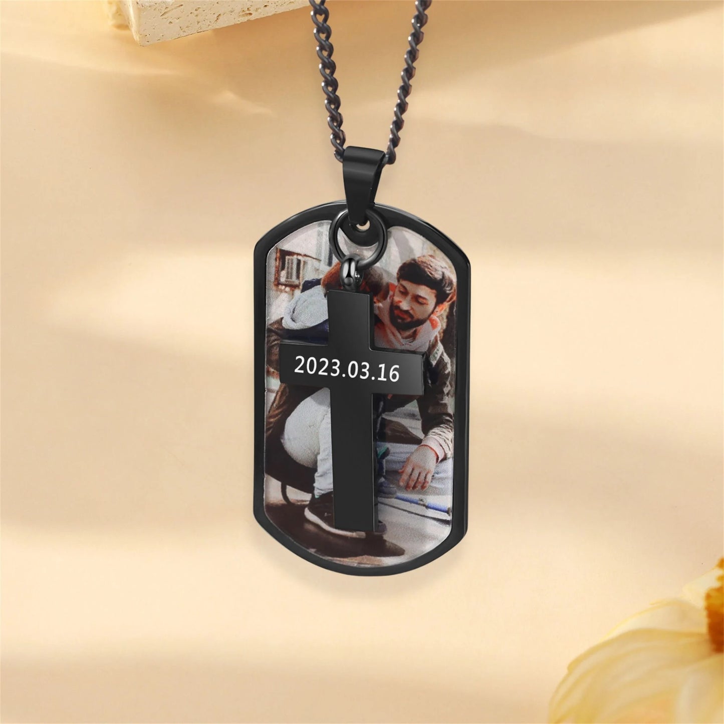 IreneAdorn™ Custom Photo Necklace with Cross Pendant