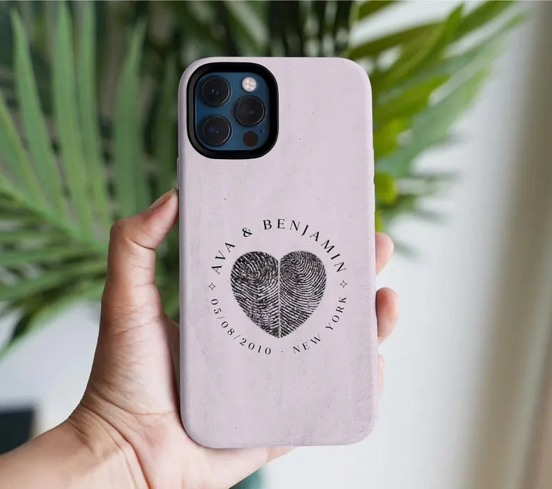 HenryCustoms Custom Fingerprint Phone Case Gift for Wife Husband