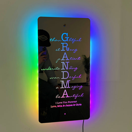 HenryCustoms Custom Mother/Grandma Mirror: Personalized Engraved Gift for Mother's Day/Birthday