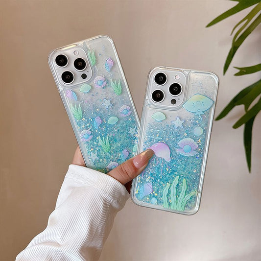 HenryCustoms™ Jellyfish Seaweed Luminous Quicksand Phone Case