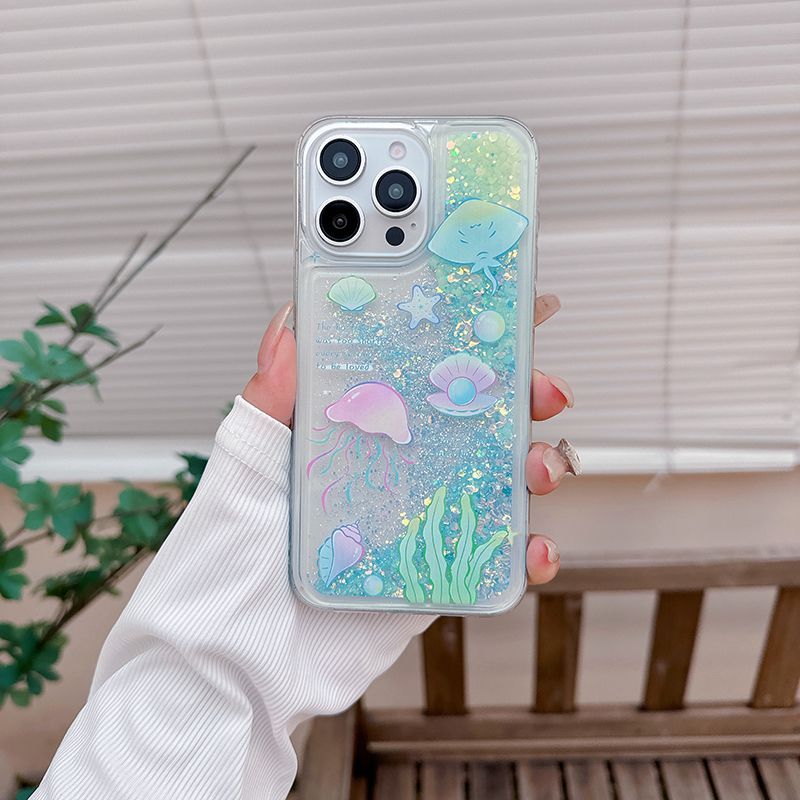 HenryCustoms™ Jellyfish Seaweed Luminous Quicksand Phone Case