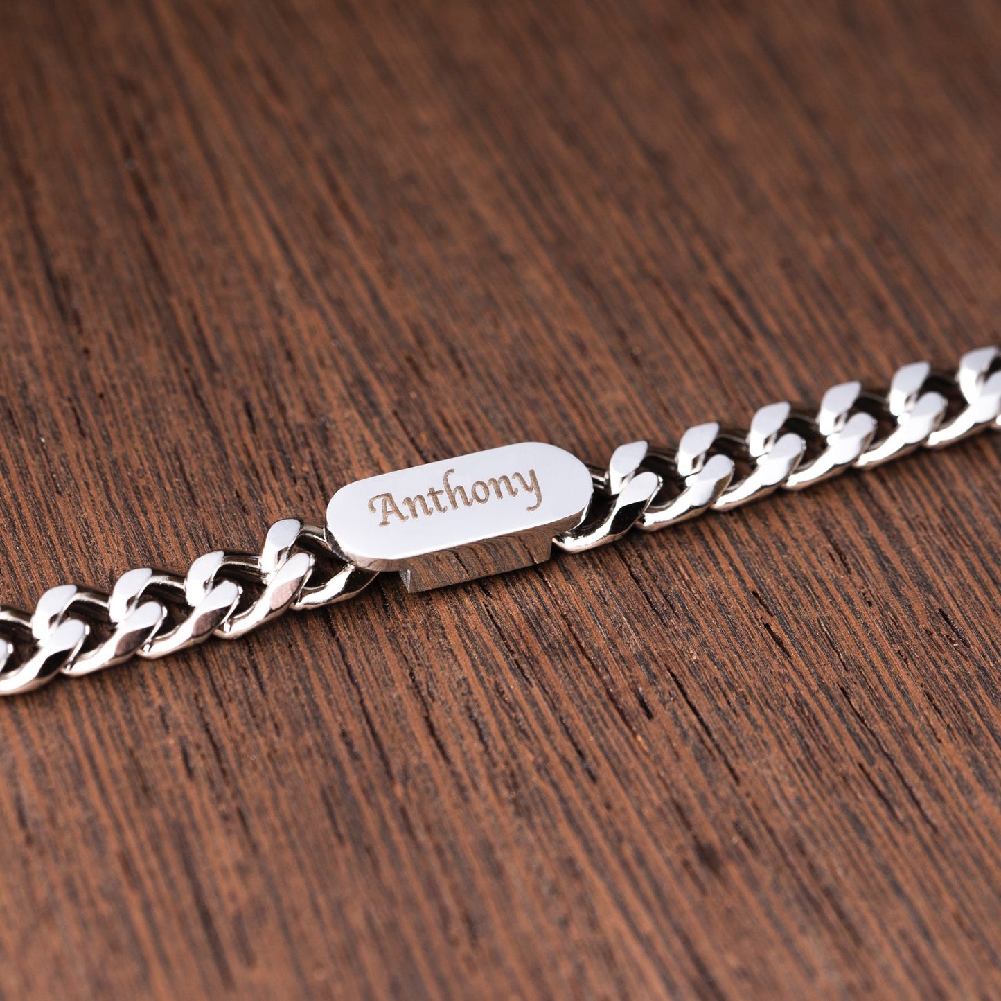 HenryCustoms Silver Curb Chain Bracelet for dad
