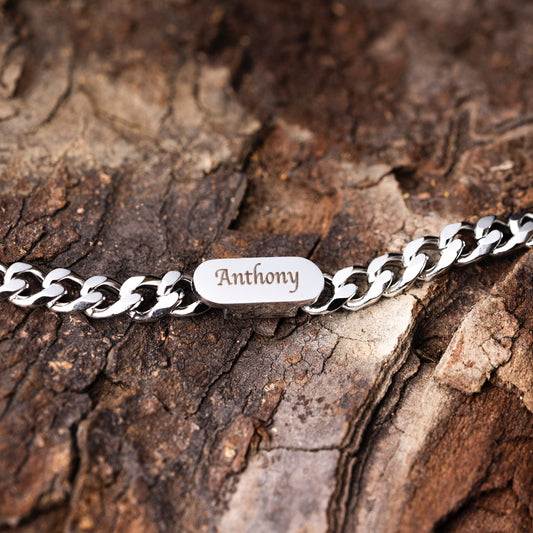 HenryCustoms Silver Curb Chain Bracelet for dad