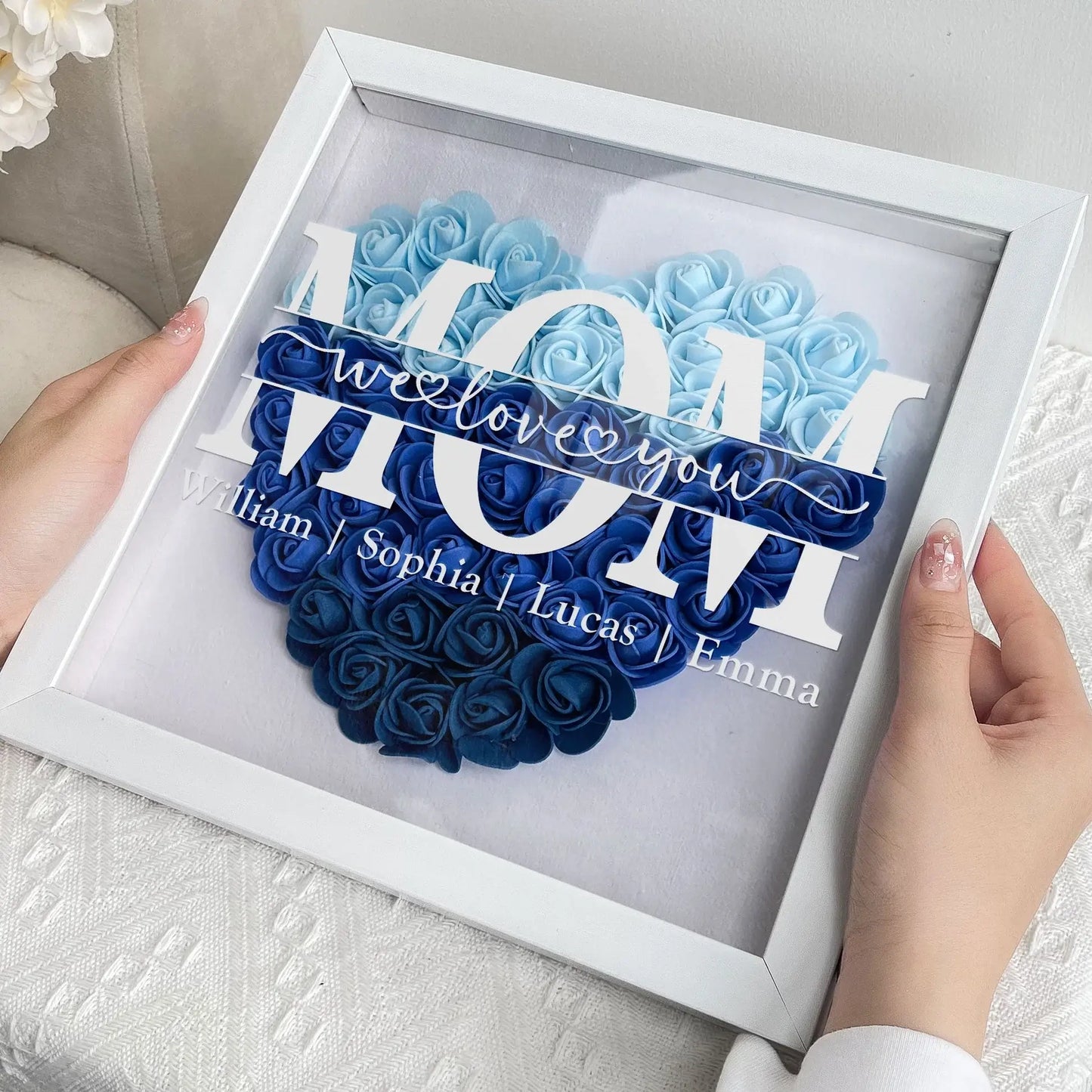 HenryCustoms Mom We Love You - Personalized Flower Shadow Box