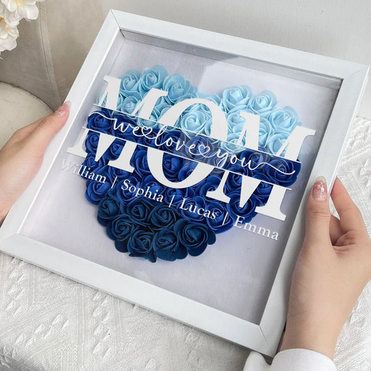 HenryCustoms Mom We Love You - Personalized Flower Shadow Box