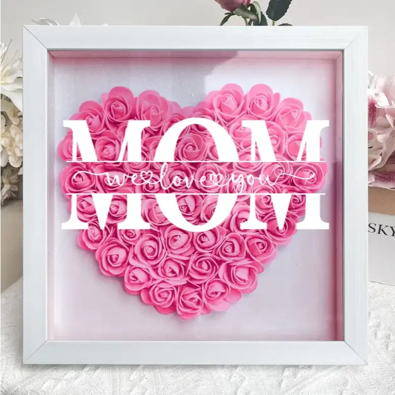 HenryCustoms Mom We Love You - Personalized Flower Shadow Box