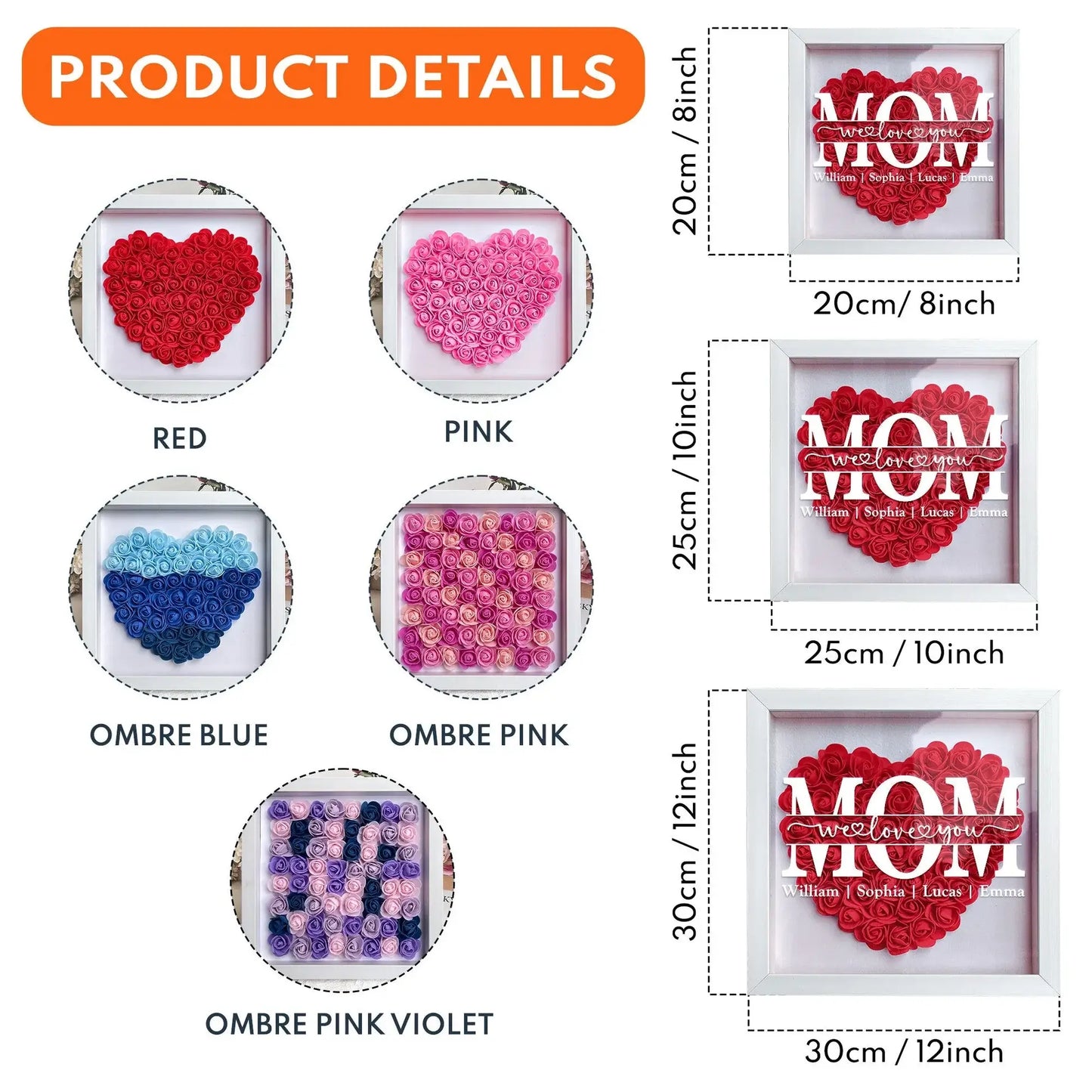 HenryCustoms Mom We Love You - Personalized Flower Shadow Box