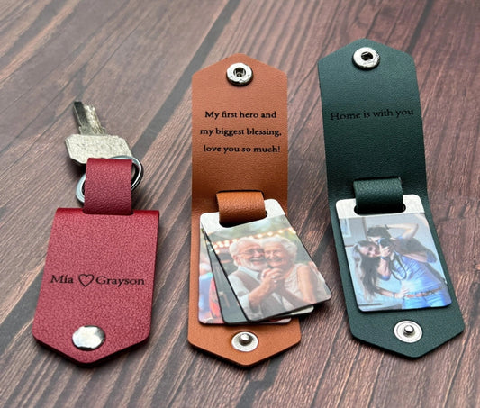 HenryCustoms Personalised Photo Keyring in Leather