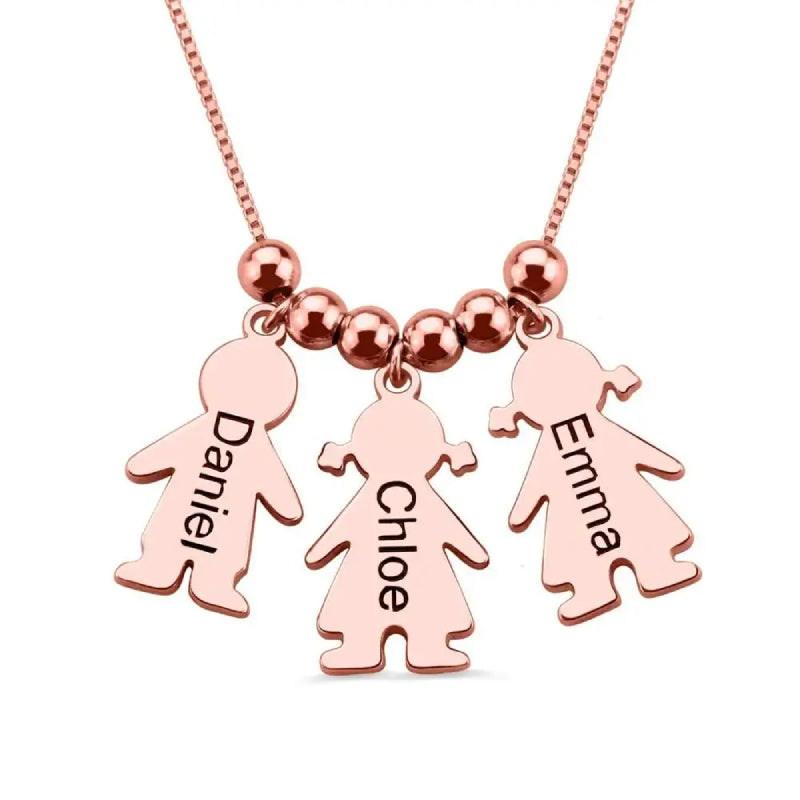 HenryCustoms Engraved Kids and Cat and Dog Charm Necklace