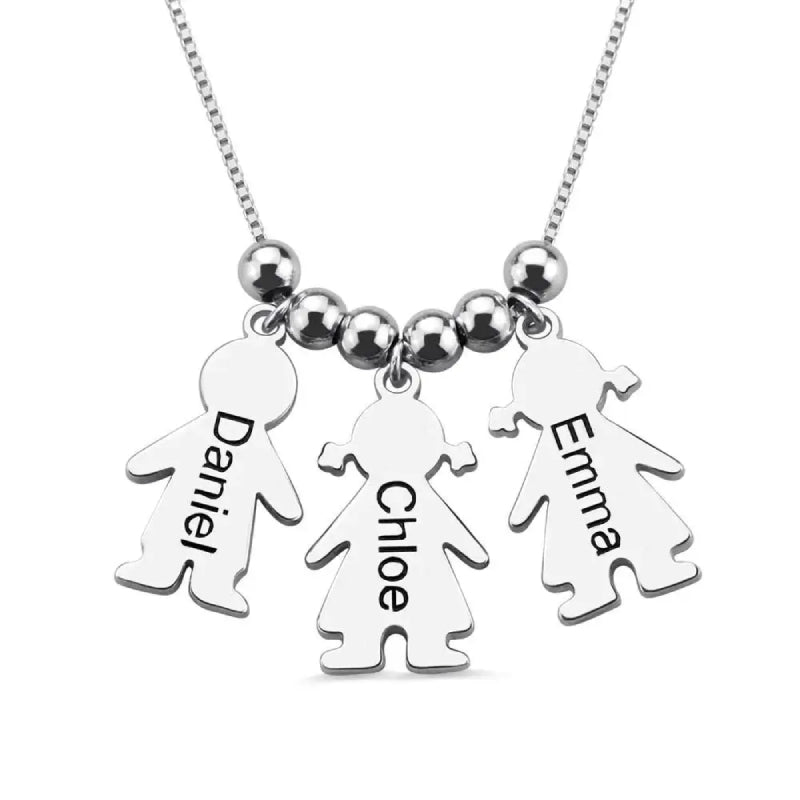 HenryCustoms Engraved Kids and Cat and Dog Charm Necklace