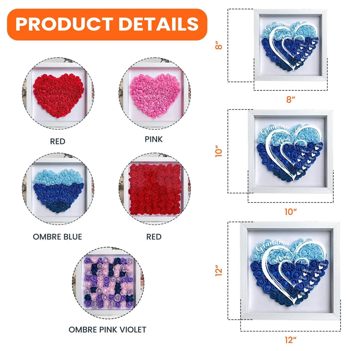HenryCustoms Personalized Flower Shadow Box With LED Light