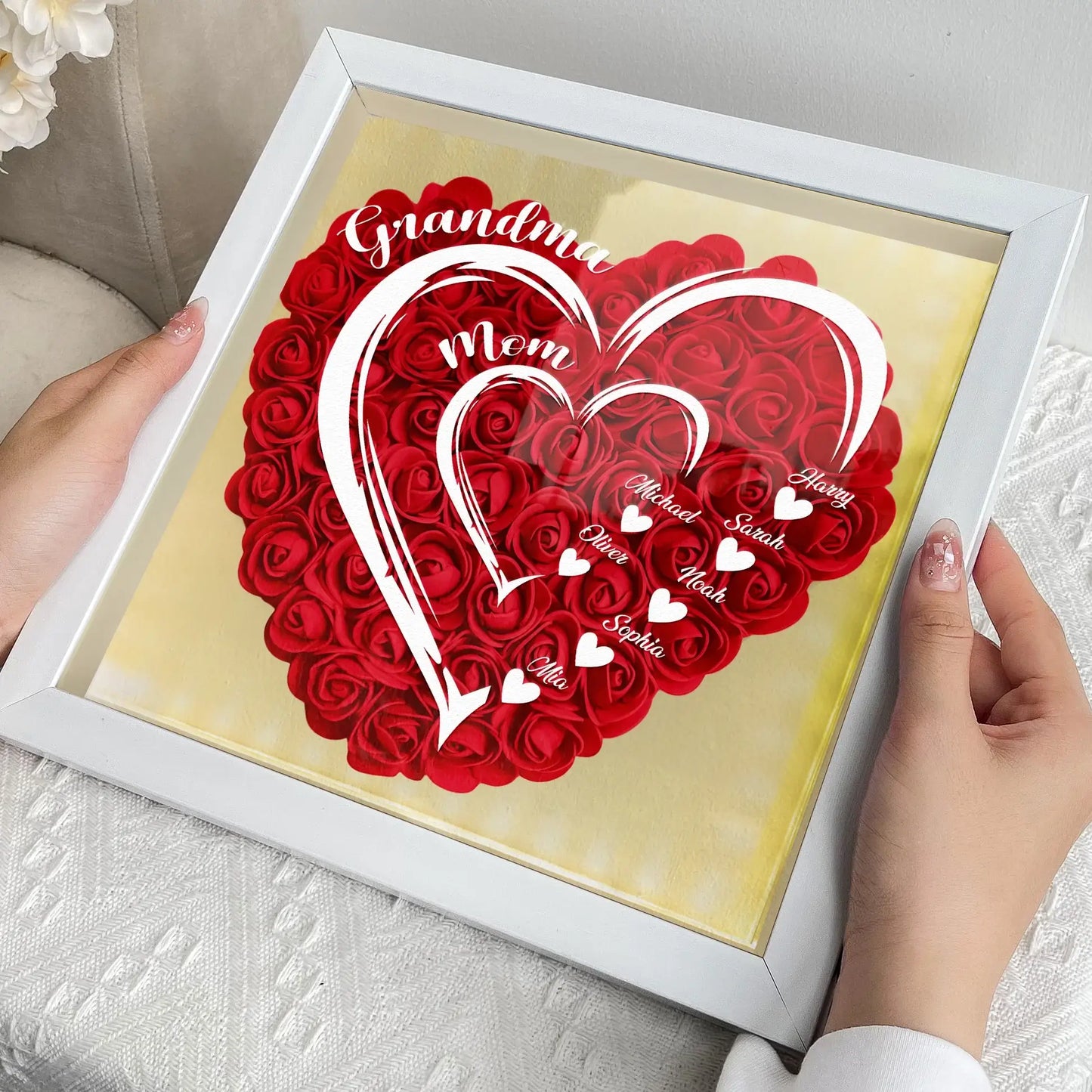 HenryCustoms Personalized Flower Shadow Box With LED Light