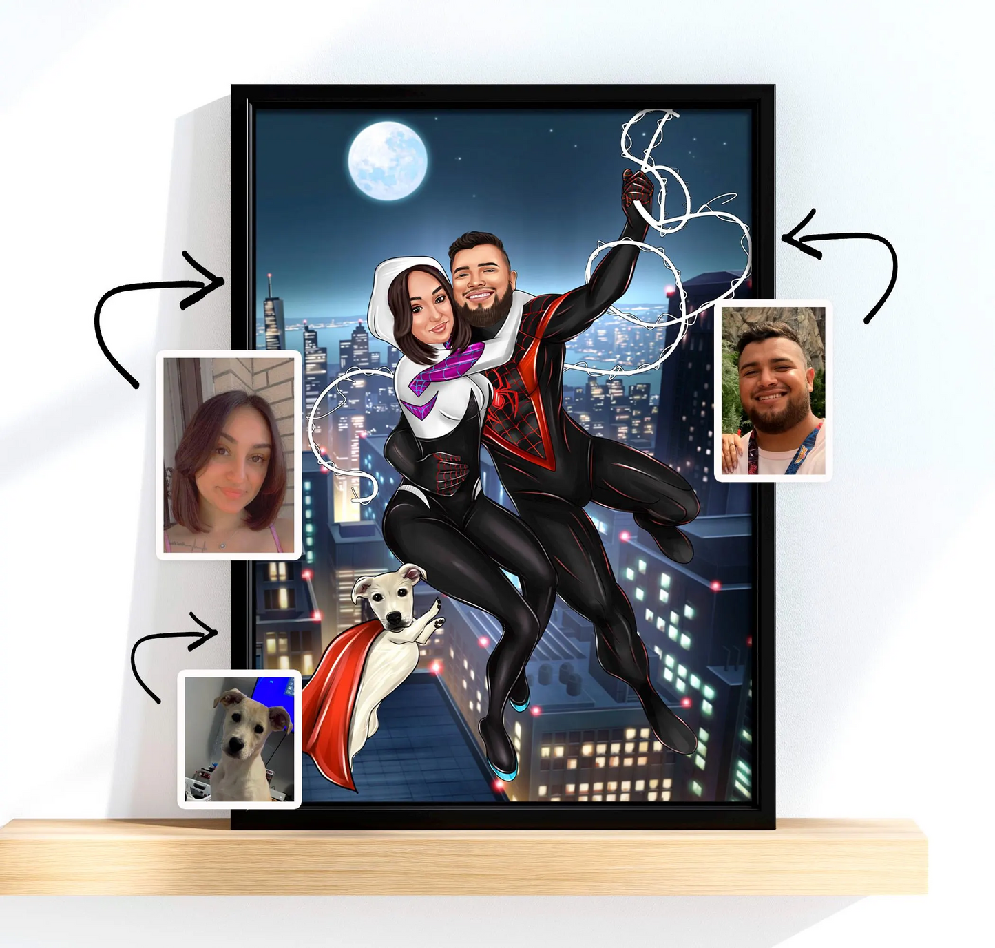 HenryCustoms Personalized Superhero Couple Portrait