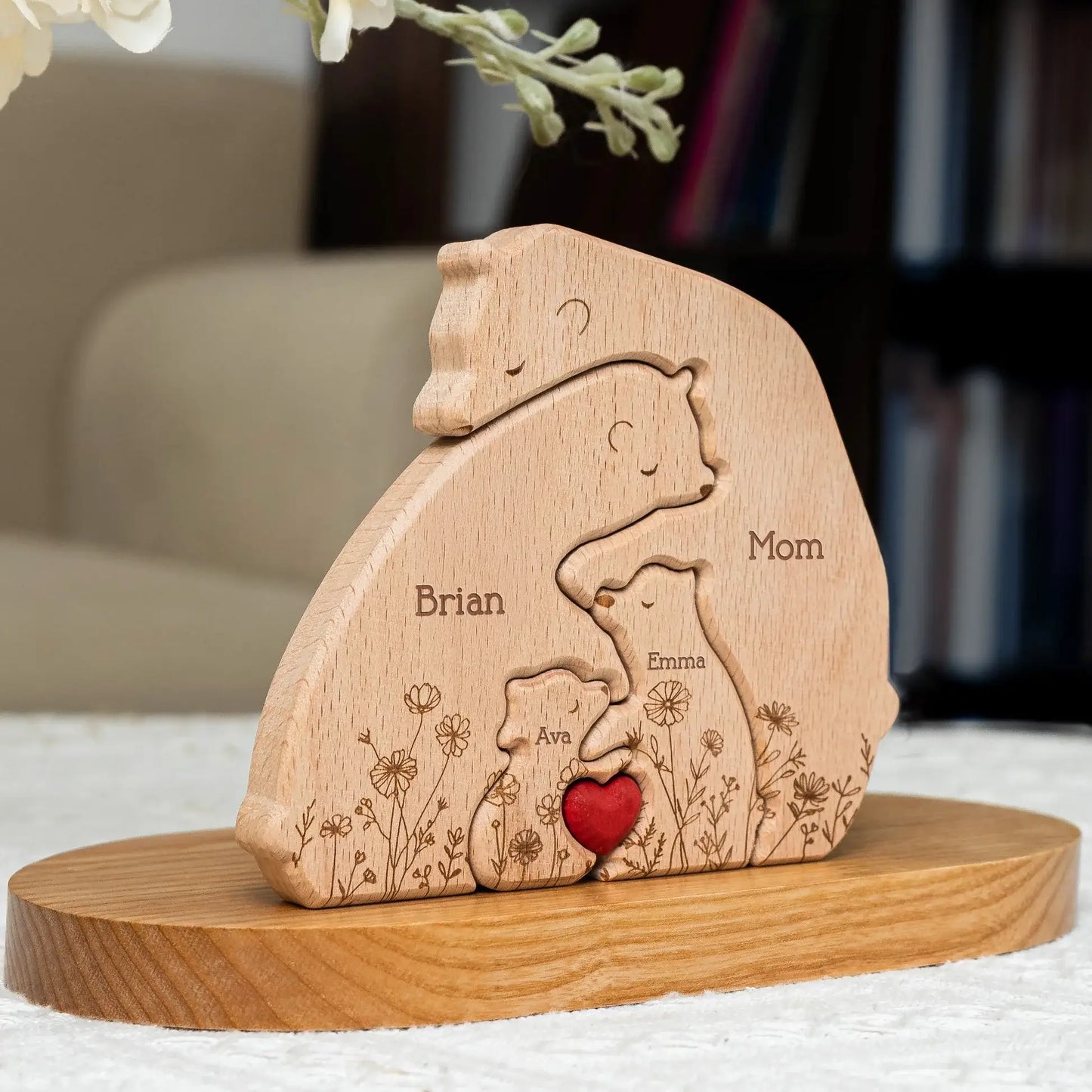 HenryCustoms Personalized Wooden Bear Family Puzzle